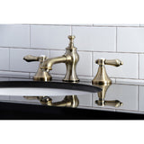 Heirloom Two-Handle 3-Hole Deck Mount Widespread Bathroom Faucet with Brass Pop-Up Drain