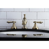 Heirloom Two-Handle 3-Hole Deck Mount Widespread Bathroom Faucet with Brass Pop-Up Drain