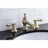 Heirloom Two-Handle 3-Hole Deck Mount Widespread Bathroom Faucet with Brass Pop-Up Drain