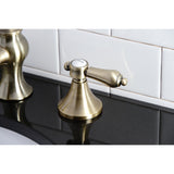 Heirloom Two-Handle 3-Hole Deck Mount Widespread Bathroom Faucet with Brass Pop-Up Drain