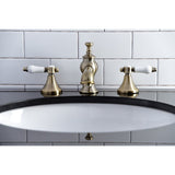 Bel-Air Two-Handle 3-Hole Deck Mount Widespread Bathroom Faucet with Brass Pop-Up Drain