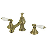 Vintage Two-Handle 3-Hole Deck Mount Widespread Bathroom Faucet with Brass Pop-Up Drain