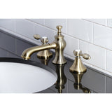 Tudor Two-Handle 3-Hole Deck Mount Widespread Bathroom Faucet with Brass Pop-Up Drain