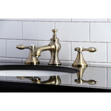 Tudor Two-Handle 3-Hole Deck Mount Widespread Bathroom Faucet with Brass Pop-Up Drain