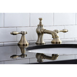 Tudor Two-Handle 3-Hole Deck Mount Widespread Bathroom Faucet with Brass Pop-Up Drain