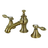 Tudor Two-Handle 3-Hole Deck Mount Widespread Bathroom Faucet with Brass Pop-Up Drain