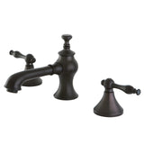 Naples Two-Handle 3-Hole Deck Mount Widespread Bathroom Faucet with Brass Pop-Up Drain