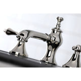 Vintage Two-Handle 3-Hole Deck Mount Widespread Bathroom Faucet with Brass Pop-Up Drain