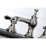 Heirloom Two-Handle 3-Hole Deck Mount Widespread Bathroom Faucet with Brass Pop-Up Drain