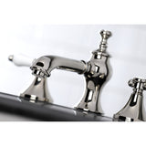 Bel-Air Two-Handle 3-Hole Deck Mount Widespread Bathroom Faucet with Brass Pop-Up Drain