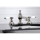 Bel-Air Two-Handle 3-Hole Deck Mount Widespread Bathroom Faucet with Brass Pop-Up Drain