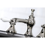 Vintage Two-Handle 3-Hole Deck Mount Widespread Bathroom Faucet with Brass Pop-Up Drain