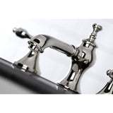 Tudor Two-Handle 3-Hole Deck Mount Widespread Bathroom Faucet with Brass Pop-Up Drain