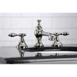 Tudor Two-Handle 3-Hole Deck Mount Widespread Bathroom Faucet with Brass Pop-Up Drain