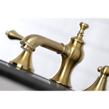 Vintage Two-Handle 3-Hole Deck Mount Widespread Bathroom Faucet with Brass Pop-Up Drain