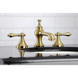 Vintage Two-Handle 3-Hole Deck Mount Widespread Bathroom Faucet with Brass Pop-Up Drain