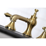 Heirloom Two-Handle 3-Hole Deck Mount Widespread Bathroom Faucet with Brass Pop-Up Drain