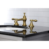 Heirloom Two-Handle 3-Hole Deck Mount Widespread Bathroom Faucet with Brass Pop-Up Drain