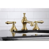 Heirloom Two-Handle 3-Hole Deck Mount Widespread Bathroom Faucet with Brass Pop-Up Drain