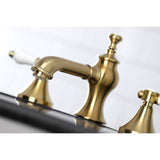 Bel-Air Two-Handle 3-Hole Deck Mount Widespread Bathroom Faucet with Brass Pop-Up Drain