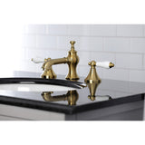 Vintage Two-Handle 3-Hole Deck Mount Widespread Bathroom Faucet with Brass Pop-Up Drain