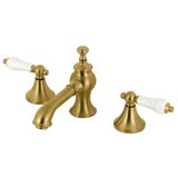 Vintage Two-Handle 3-Hole Deck Mount Widespread Bathroom Faucet with Brass Pop-Up Drain