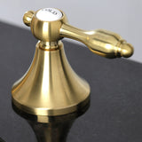 Tudor Two-Handle 3-Hole Deck Mount Widespread Bathroom Faucet with Brass Pop-Up Drain