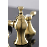 Tudor Two-Handle 3-Hole Deck Mount Widespread Bathroom Faucet with Brass Pop-Up Drain