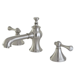 English Country Two-Handle 3-Hole Deck Mount Widespread Bathroom Faucet with Brass Pop-Up Drain