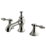 Tudor Two-Handle 3-Hole Deck Mount Widespread Bathroom Faucet with Brass Pop-Up Drain