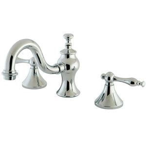 Naples Two-Handle 3-Hole Deck Mount Widespread Bathroom Faucet with Brass Pop-Up Drain