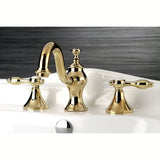 Tudor Two-Handle 3-Hole Deck Mount Widespread Bathroom Faucet with Brass Pop-Up Drain