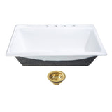 Towne 36-Inch Cast Iron Self-Rimming Single Bowl Drop-In Kitchen Sink with 4-Hole Drain and Strainer