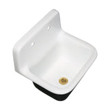 Petra Galley Cast Iron Single Bowl Wall Mount Kitchen Sink with 2-Hole Drain and Strainer