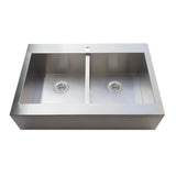 Edinburg 33-Inch Stainless Steel Double Bowl Drop-In Kitchen Sink with 1-Hole Drain and Strainer