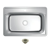 Studio 33-Inch Stainless Steel Self-Rimming Single Bowl Bar Sink with 1-Hole Drain and Strainer