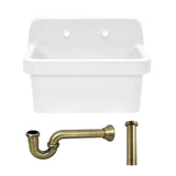 Doriteal 24" Ceramic Single Bowl Wall Mount Kitchen Sink with Strainer