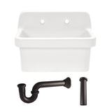 Doriteal 24" Ceramic Single Bowl Wall Mount Kitchen Sink with Strainer