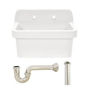 Doriteal 24" Ceramic Single Bowl Wall Mount Kitchen Sink with Strainer