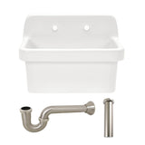 Doriteal 24" Ceramic Single Bowl Wall Mount Kitchen Sink with Strainer