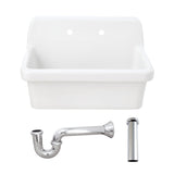 Doriteal 30" Ceramic Single Bowl Wall Mount Kitchen Sink with Strainer