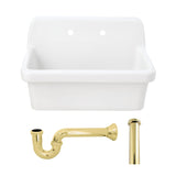 Doriteal 30" Ceramic Single Bowl Wall Mount Kitchen Sink with Strainer