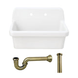 Doriteal 30" Ceramic Single Bowl Wall Mount Kitchen Sink with Strainer