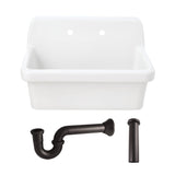 Doriteal 30" Ceramic Single Bowl Wall Mount Kitchen Sink with Strainer