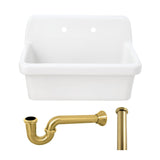 Doriteal 30" Ceramic Single Bowl Wall Mount Kitchen Sink with Strainer