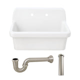 Doriteal 30" Ceramic Single Bowl Wall Mount Kitchen Sink with Strainer