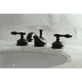 Tudor Two-Handle 3-Hole Deck Mount Widespread Bathroom Faucet with Brass Pop-Up Drain