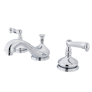 Two-Handle 3-Hole Deck Mount Widespread Bathroom Faucet with Brass Pop-Up Drain