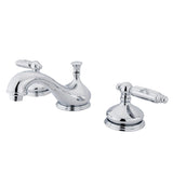 Georgian Two-Handle 3-Hole Deck Mount Widespread Bathroom Faucet with Brass Pop-Up Drain