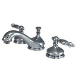 Heritage Two-Handle 3-Hole Deck Mount Widespread Bathroom Faucet with Brass Pop-Up Drain